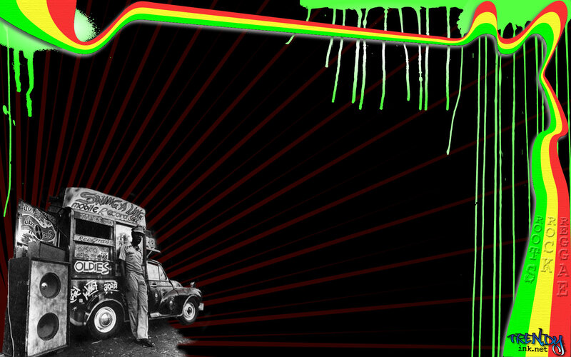 Reggae music truck with Rasta colors