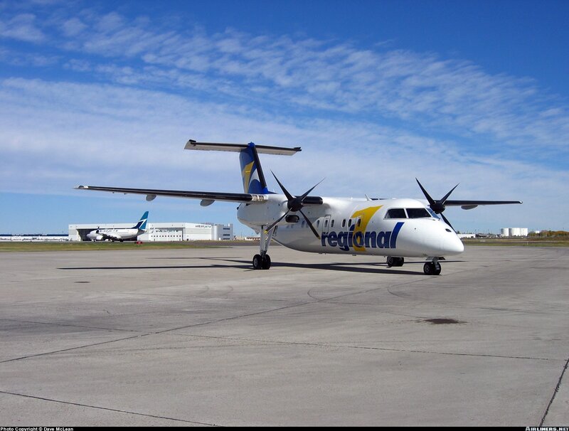 Regional airline turboprop on tarmac