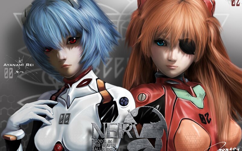 Rei and Asuka from Evangelion