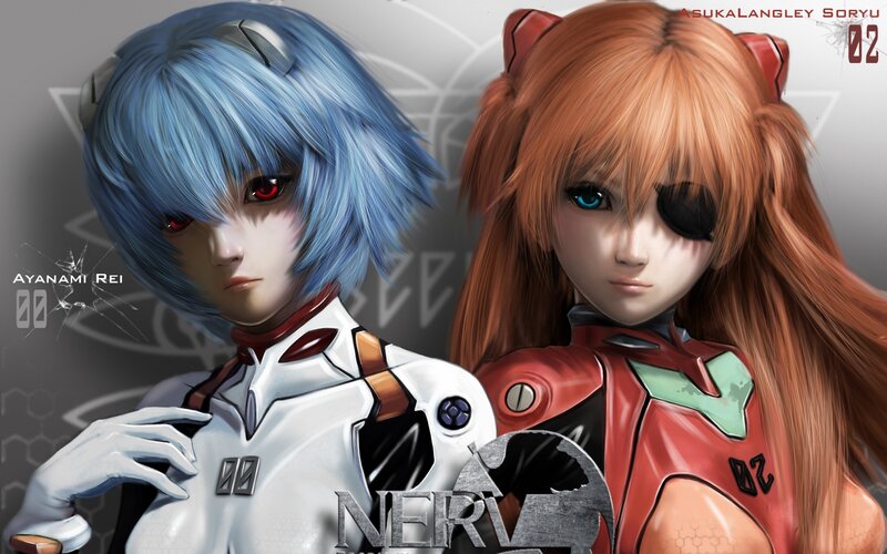 Rei and Asuka from Evangelion