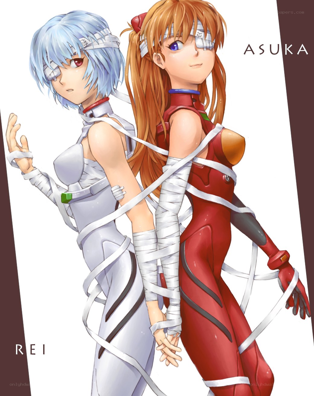 Rei and Asuka in plugsuits