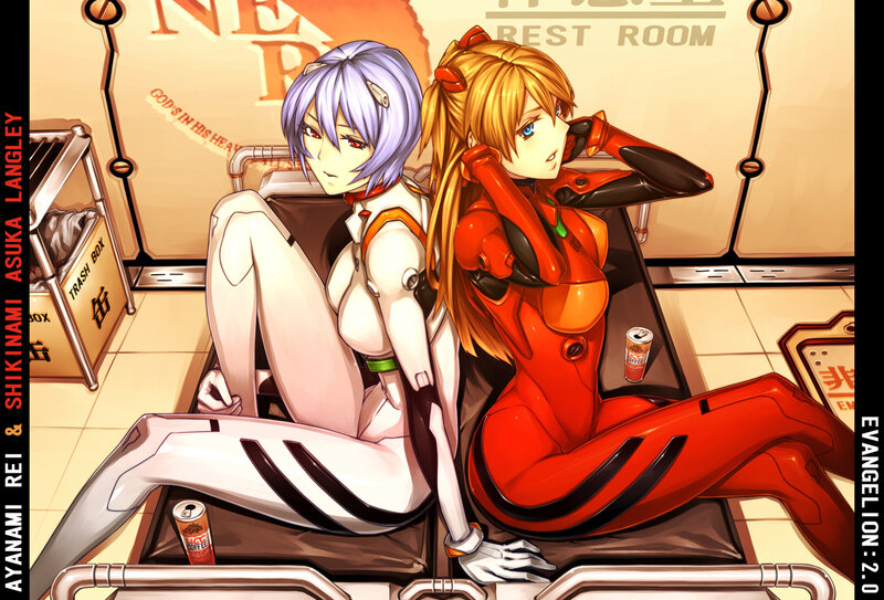 Rei and Asuka in the rest room