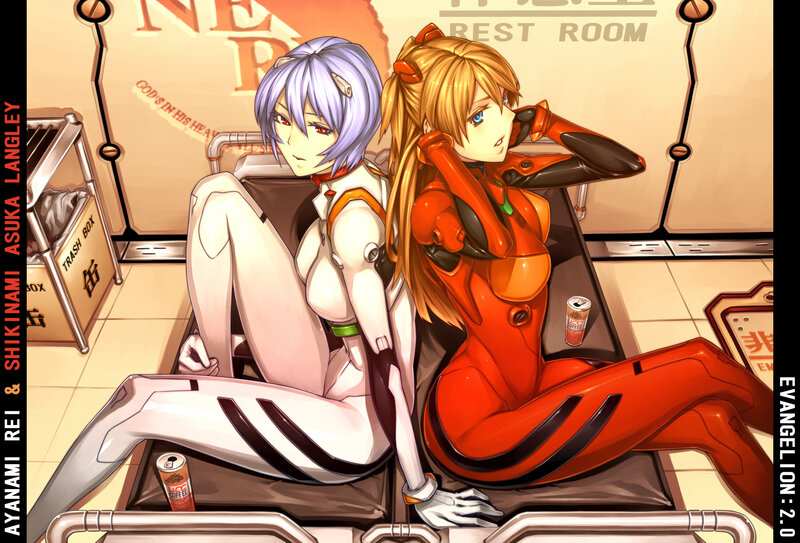 Rei and Asuka in the rest room