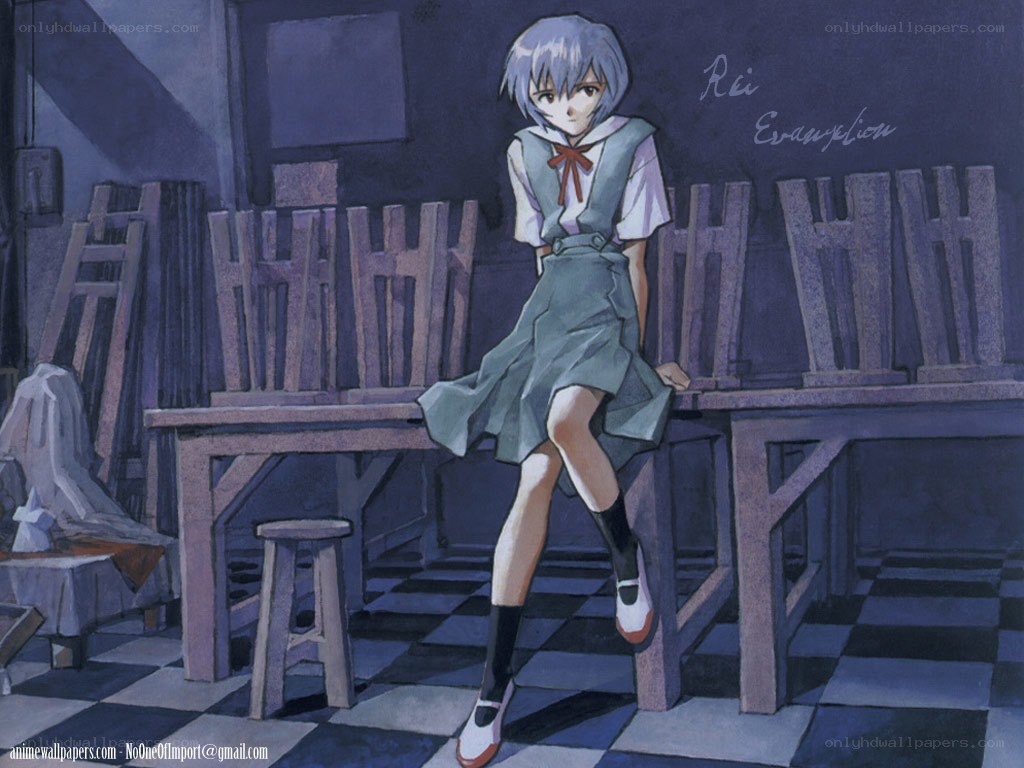 Rei Ayanami in a classroom