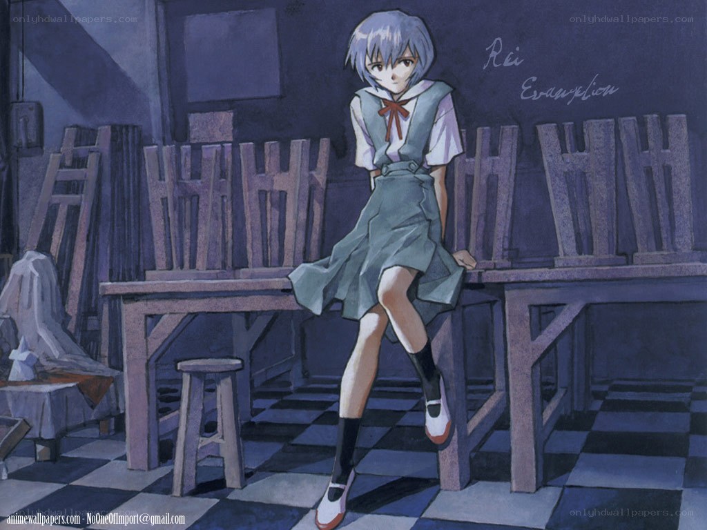 Rei Ayanami in a classroom