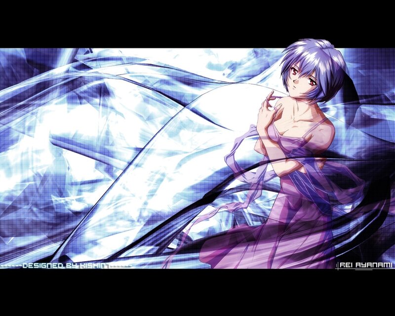 Rei Ayanami in a purple dress