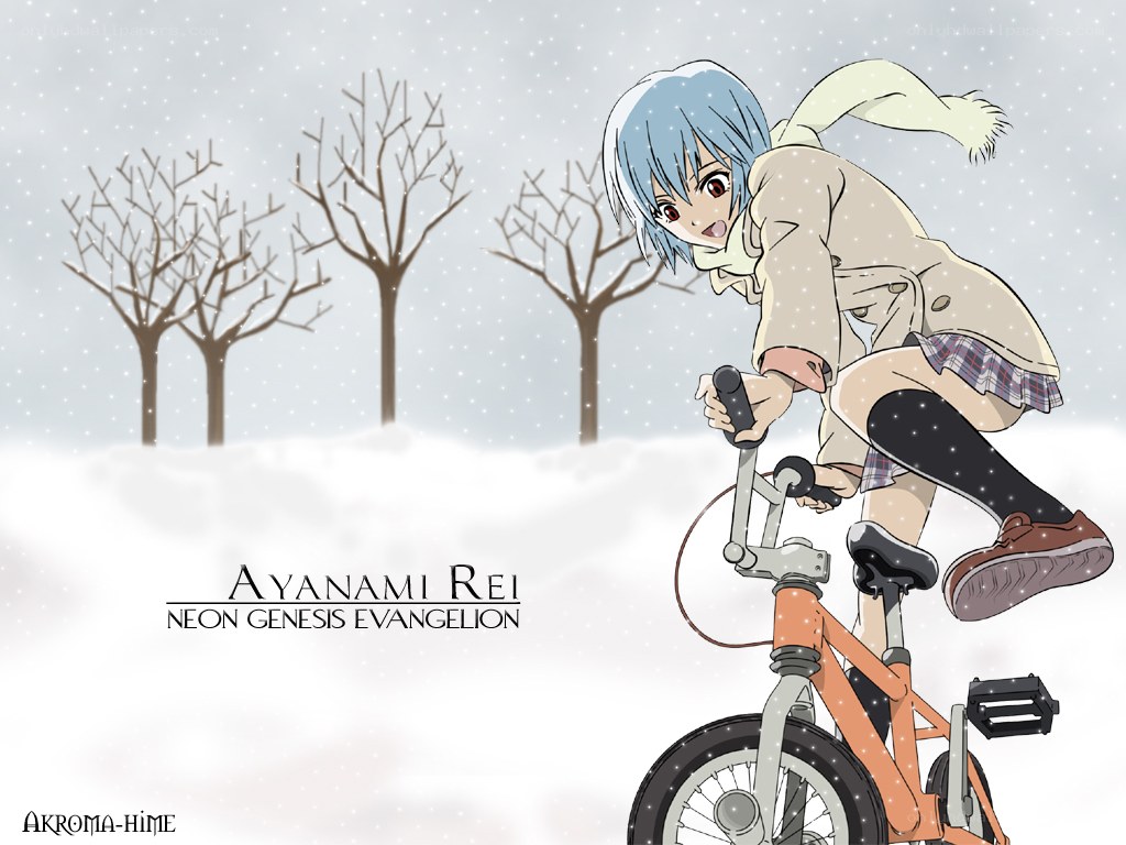 Rei Ayanami on a bike