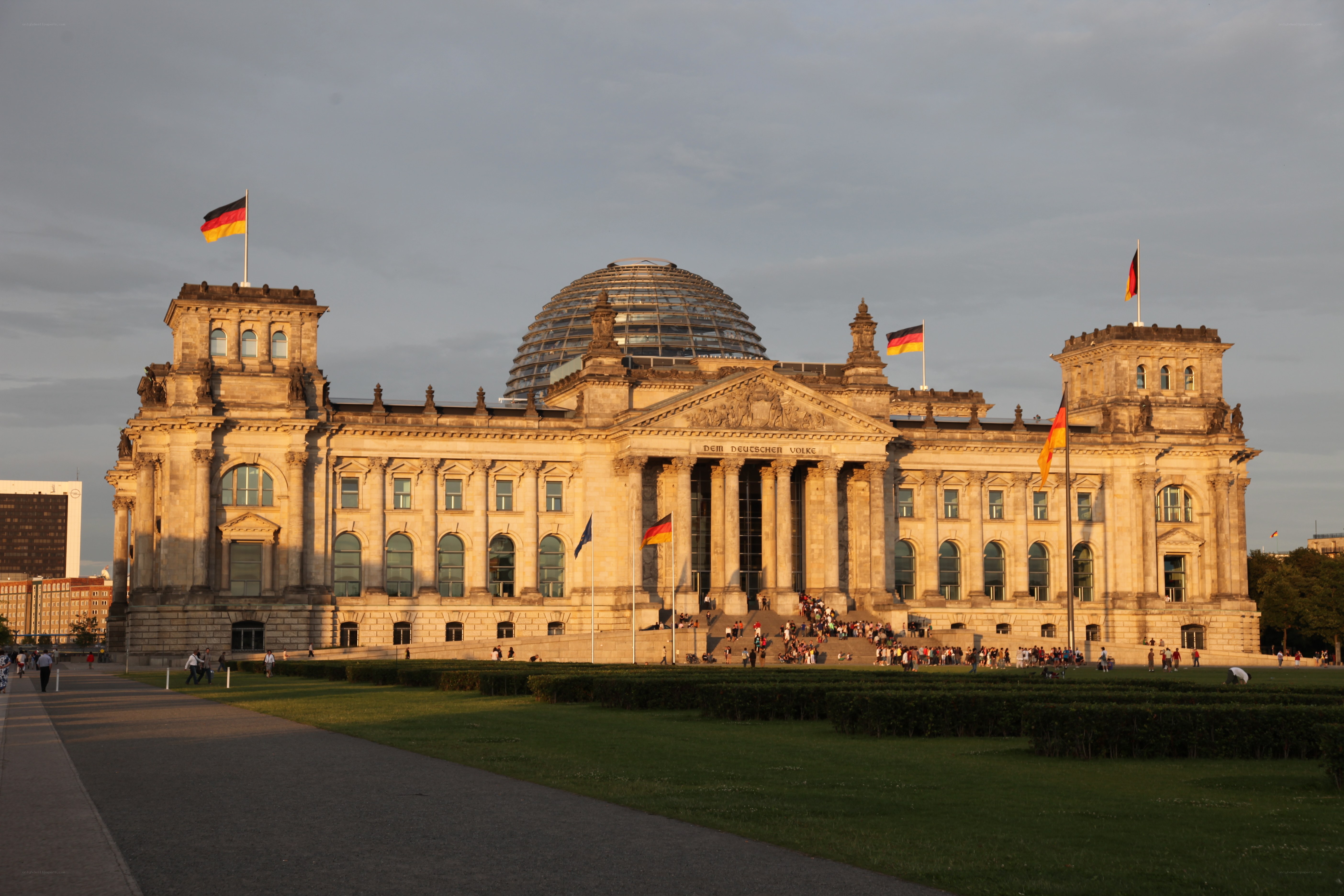Reichstag building at sunset