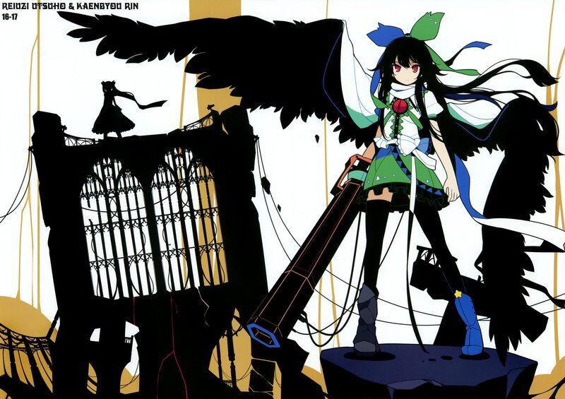 Reimu and Kaenbyou Rin artwork