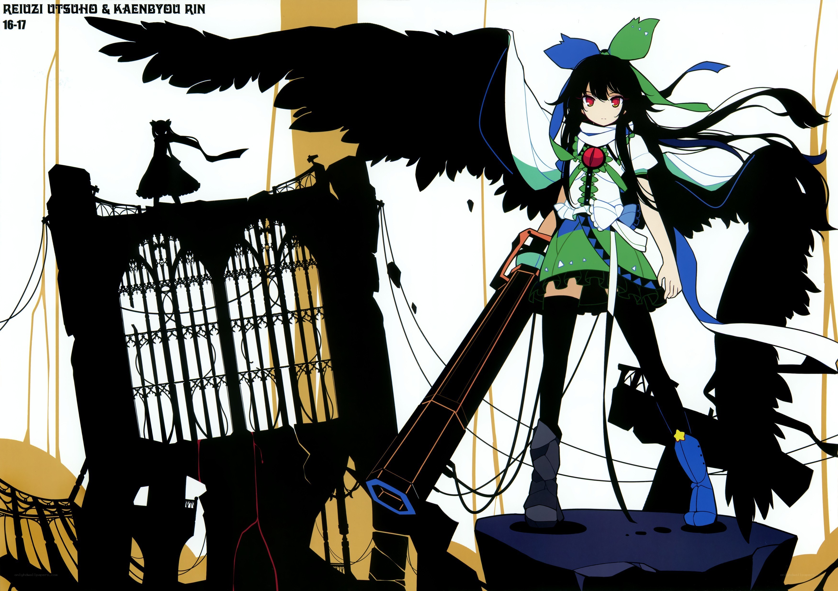 Reimu and Kaenbyou Rin artwork