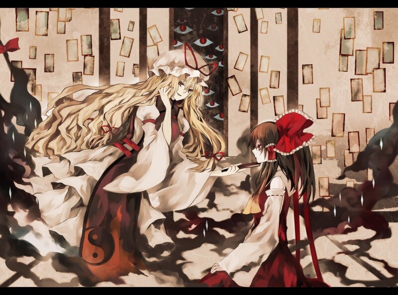 Reimu and Marisa in a mystical duel