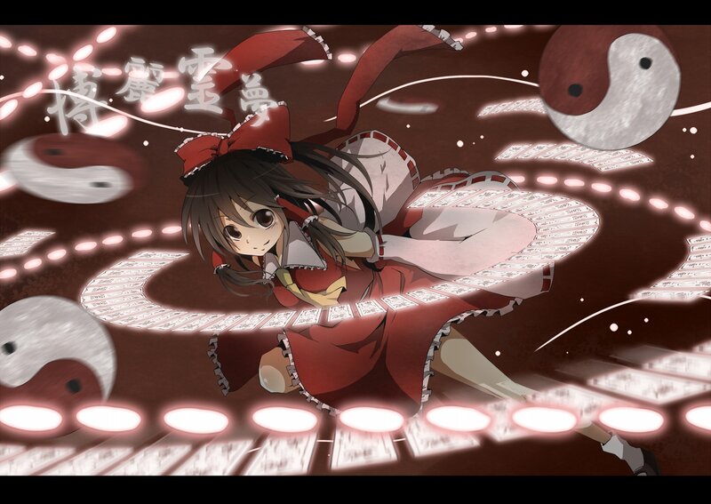 Reimu Hakurei in a card storm