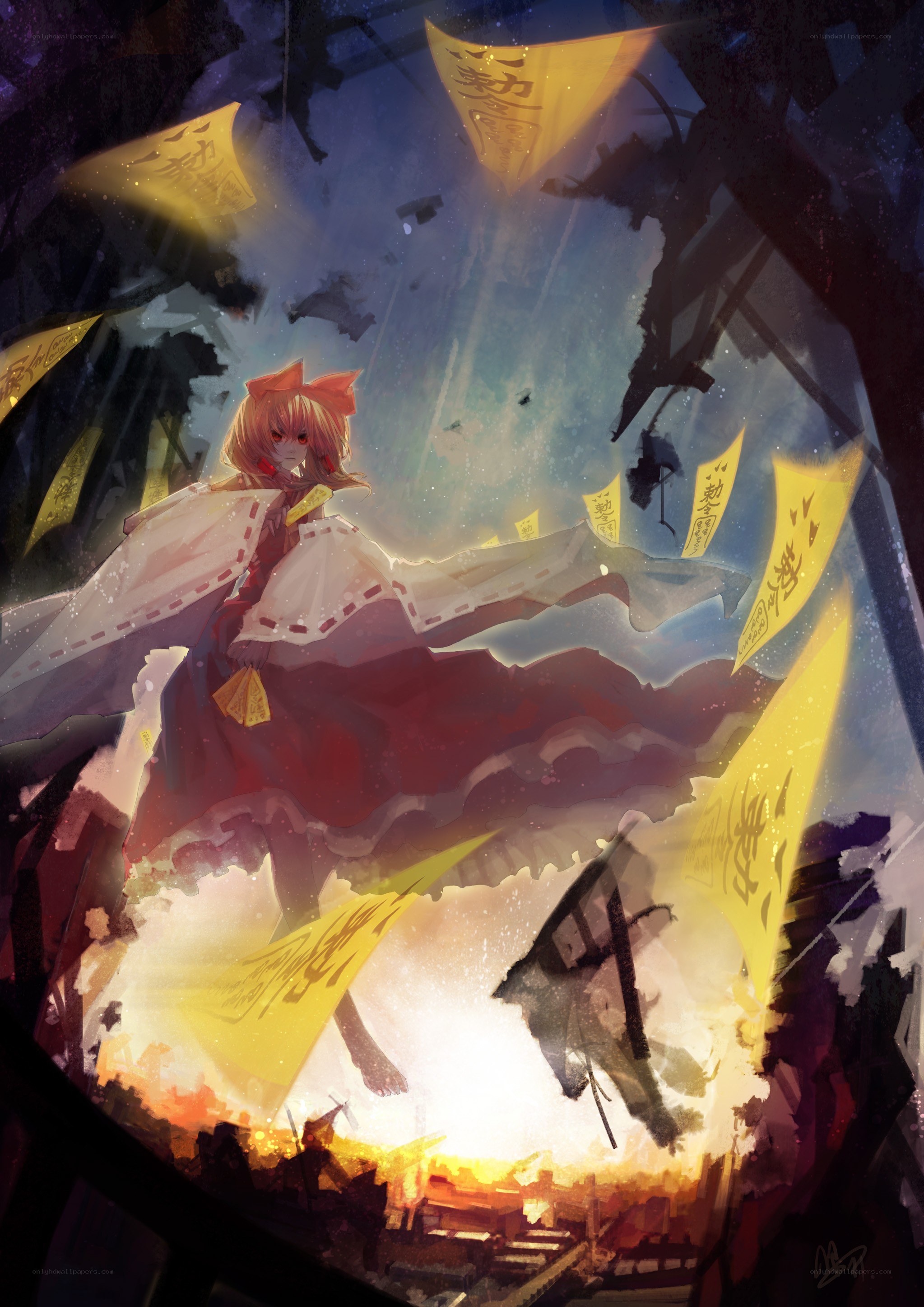 Reimu Hakurei in a storm