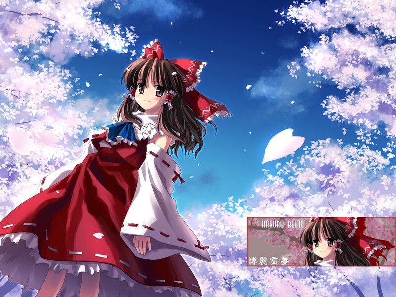 Reimu Hakurei in cherry blossoms