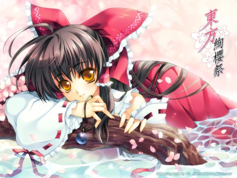 Reimu Hakurei in cherry blossoms
