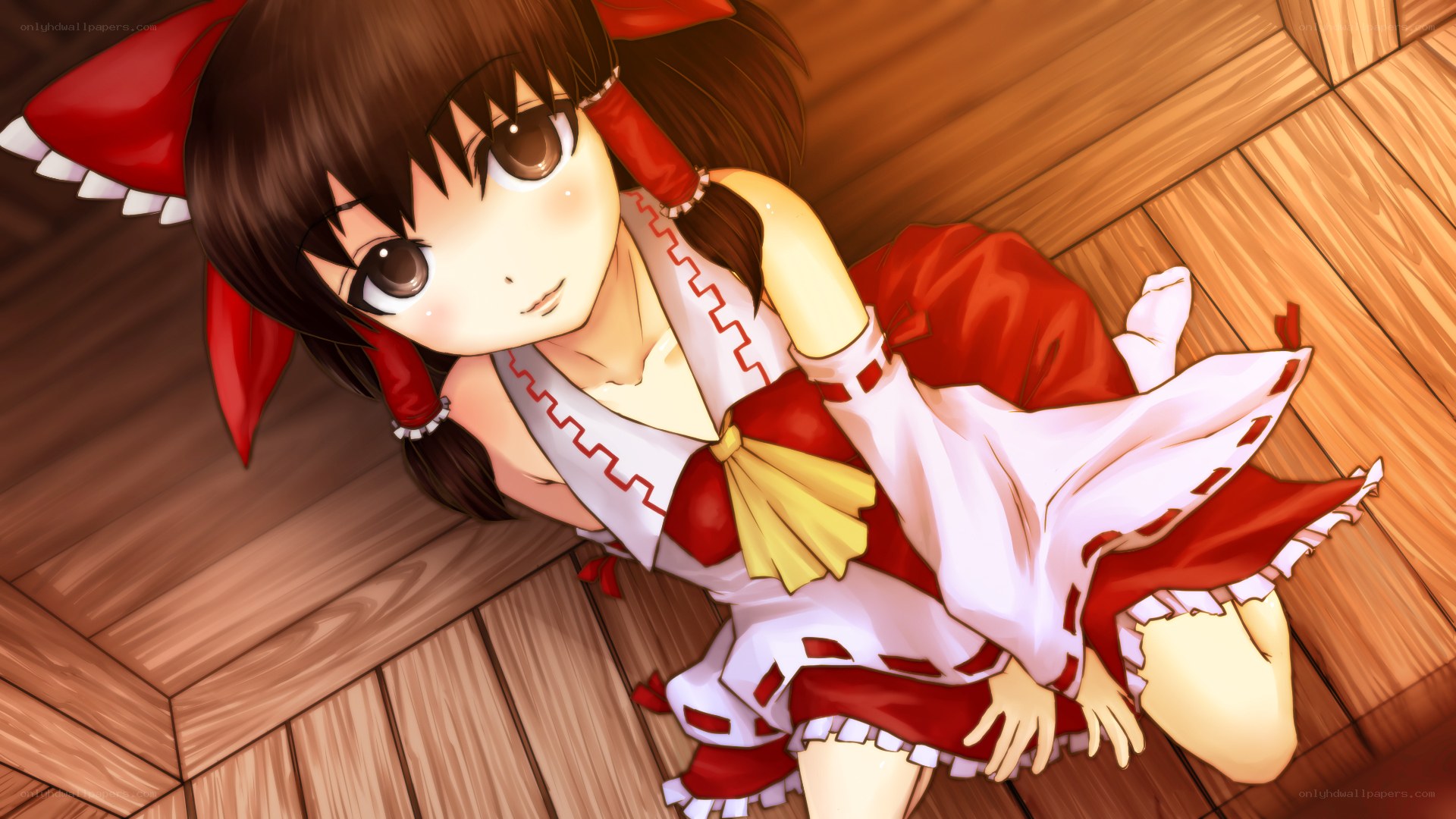 Reimu Hakurei on the floor