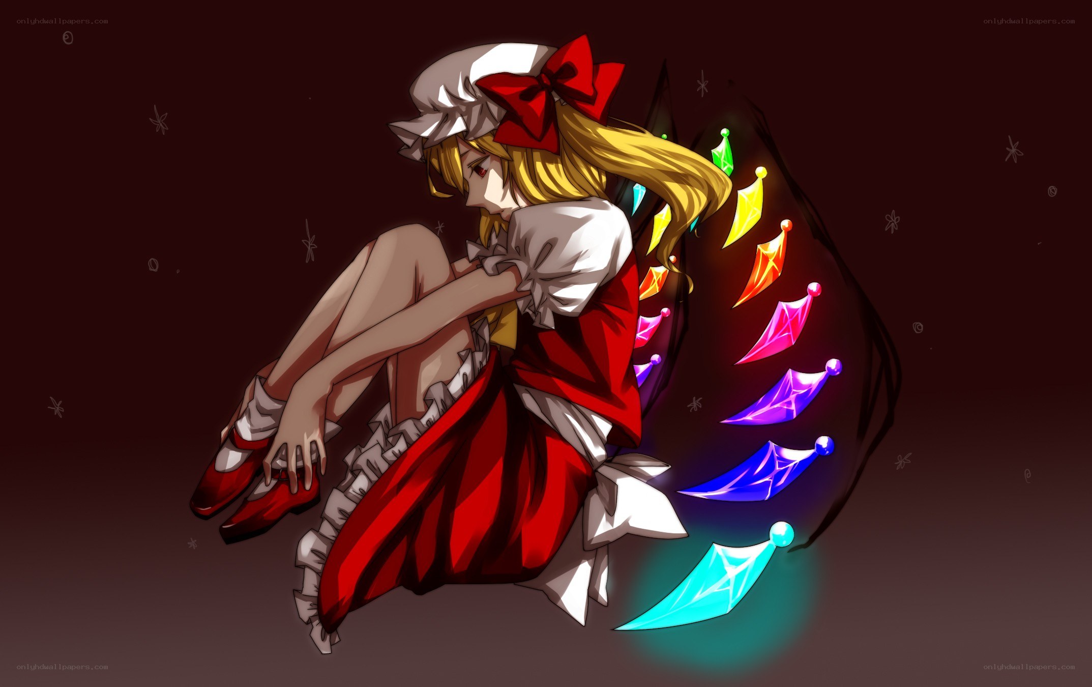 Reimu Hakurei with magical projectiles