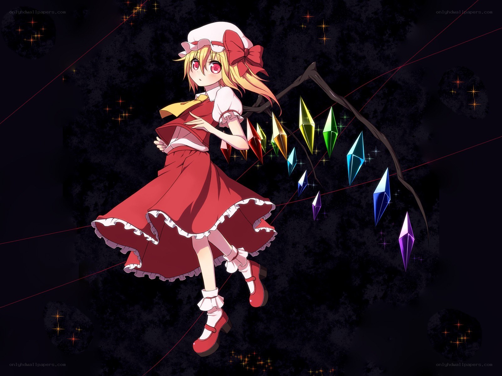 Reimu Hakurei with rainbow crystals