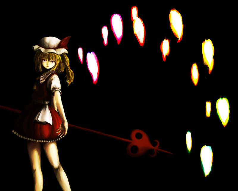 Reimu with fireballs
