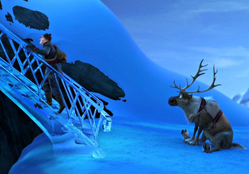 Reindeer and Girl on Ice