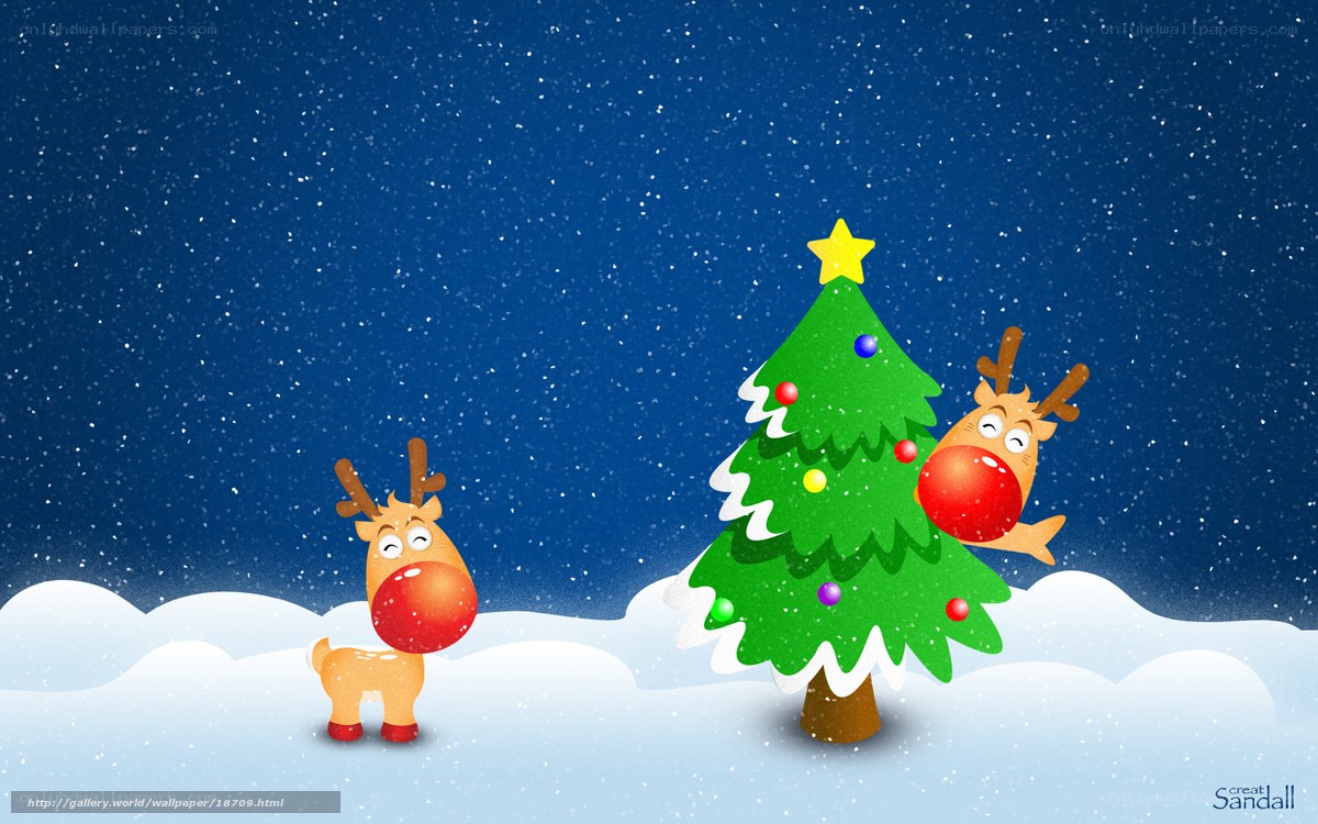 Reindeer by Christmas tree