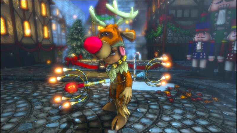 reindeer character in festive town