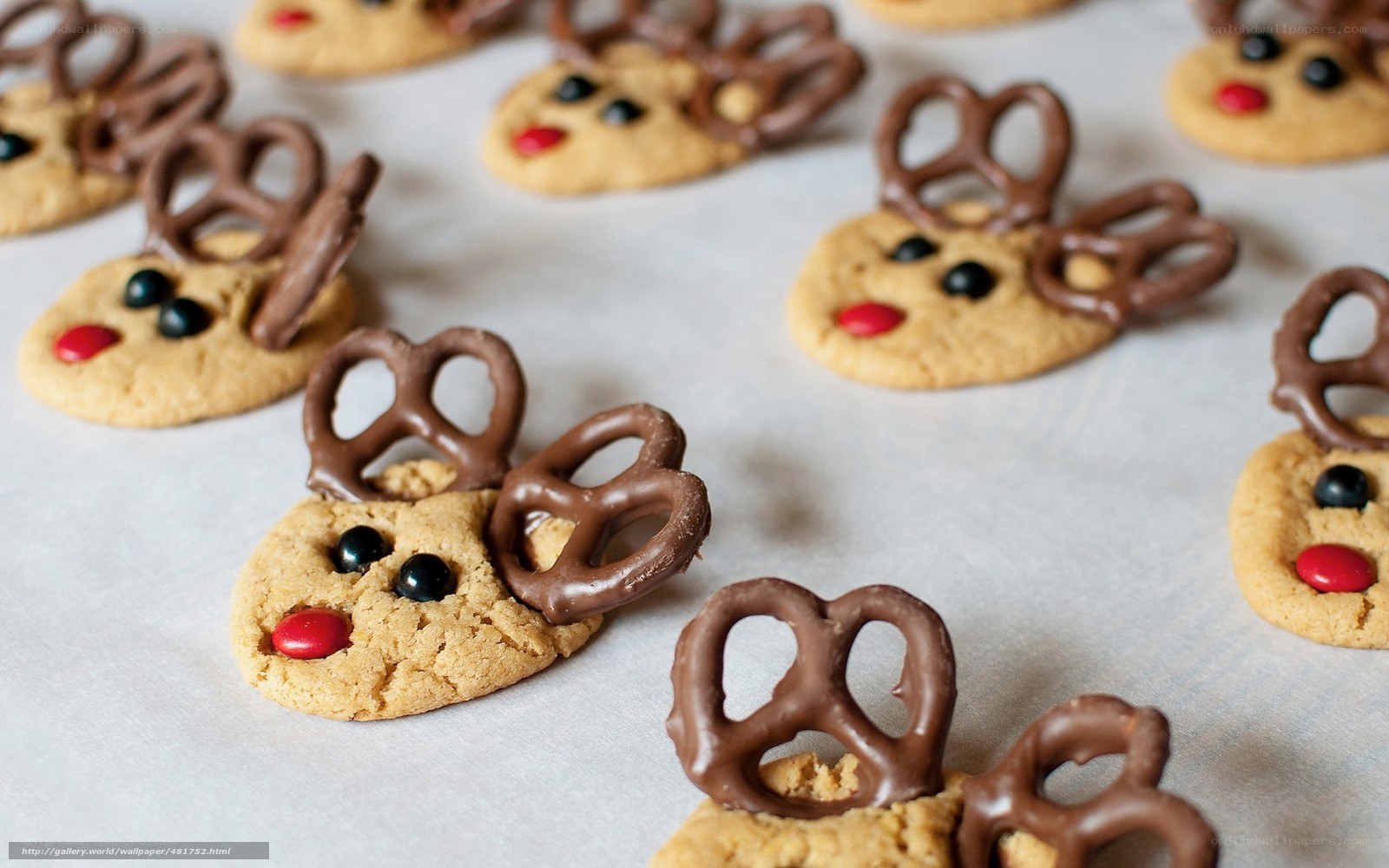 reindeer cookies on baking sheet