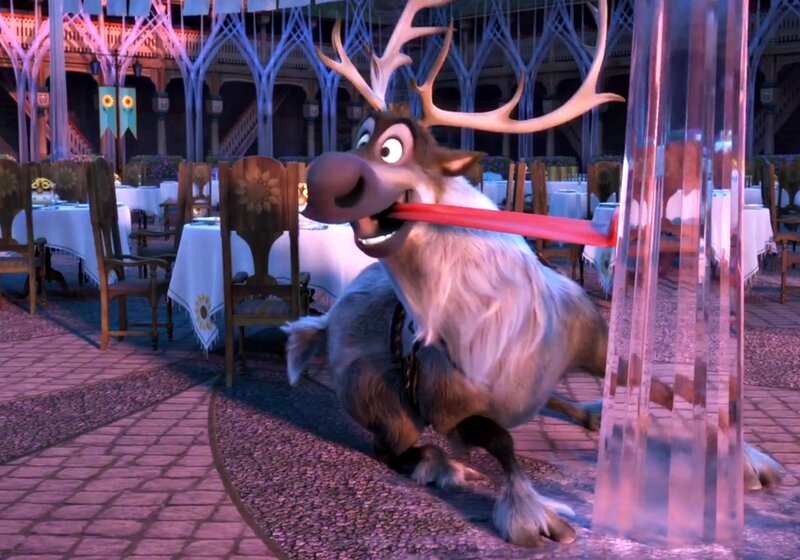 Reindeer Holding Red Ribbon