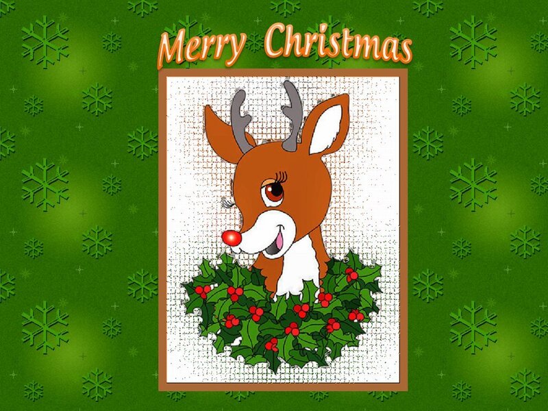 Reindeer in Holly Wreath