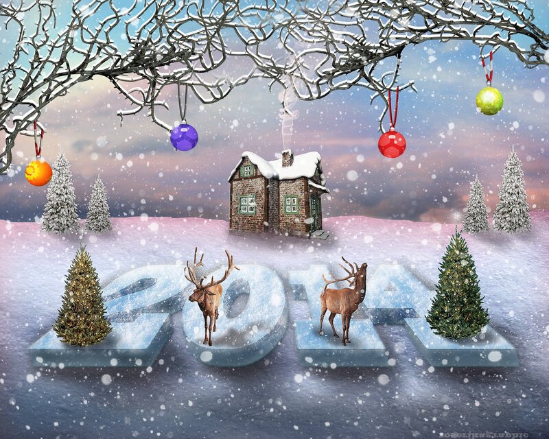 Reindeer in Snow — White, Festive