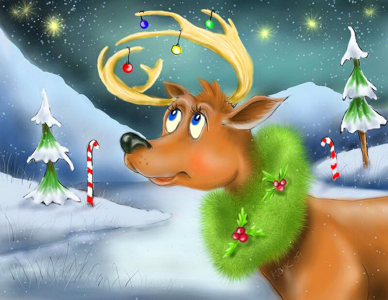 Reindeer in Winter — Brown