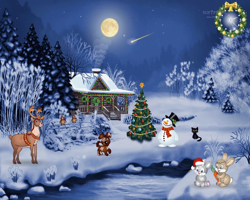 Reindeer in Winter Scene — Blue