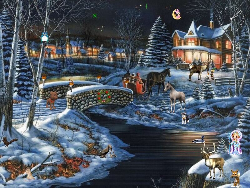 Reindeer in Winter Scene