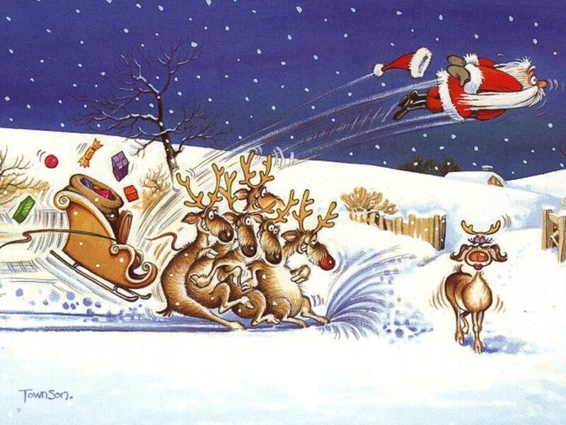 Reindeer Pulling Sleigh — Blue, Chaotic