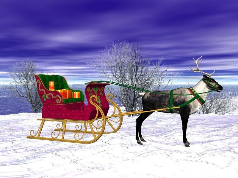 Reindeer Pulling Sleigh — Purple