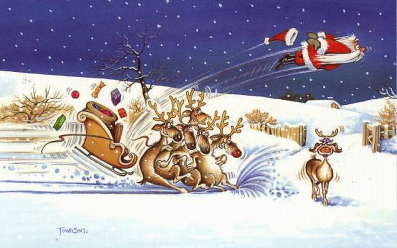 Reindeer Pulling Sleigh — White, Chaotic