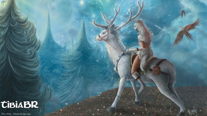 Reindeer rider in a magical forest