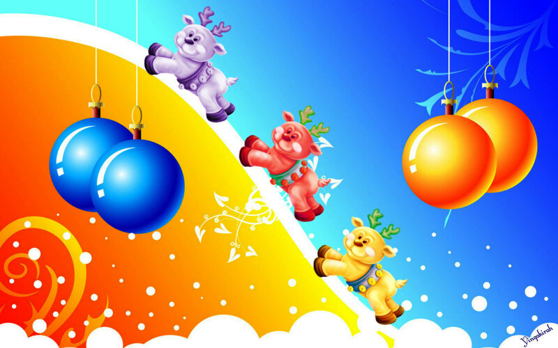 Reindeer Sliding Down Slope