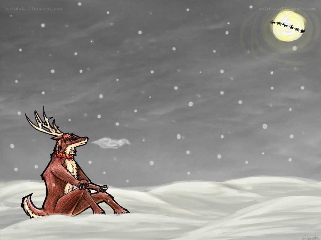 reindeer watching santa