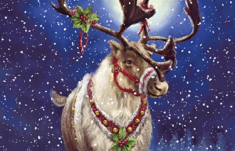 Reindeer with Antlers — Blue, Festive