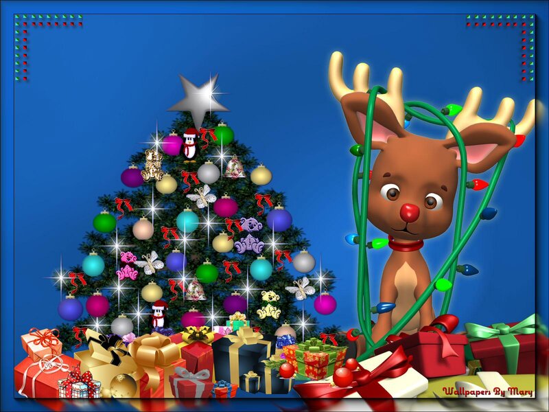 Reindeer with Christmas Tree