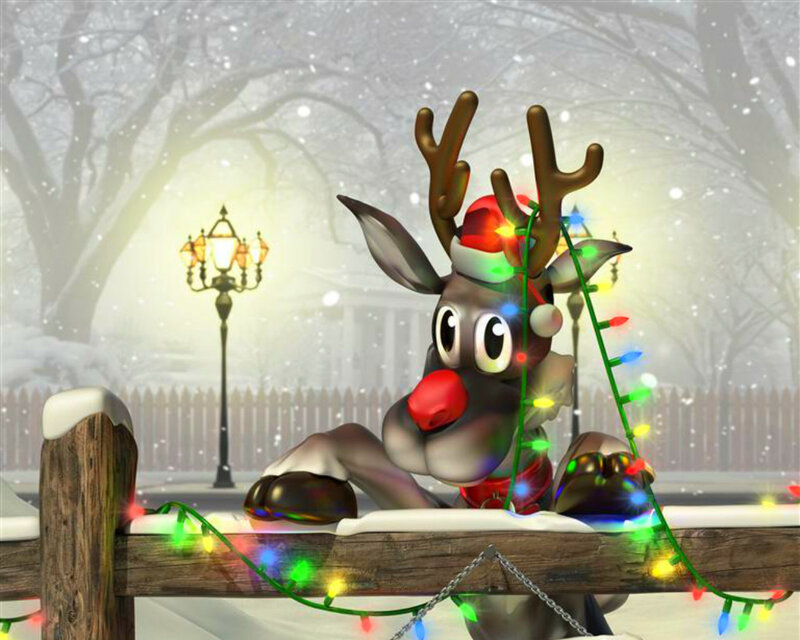 Reindeer with Lights — White