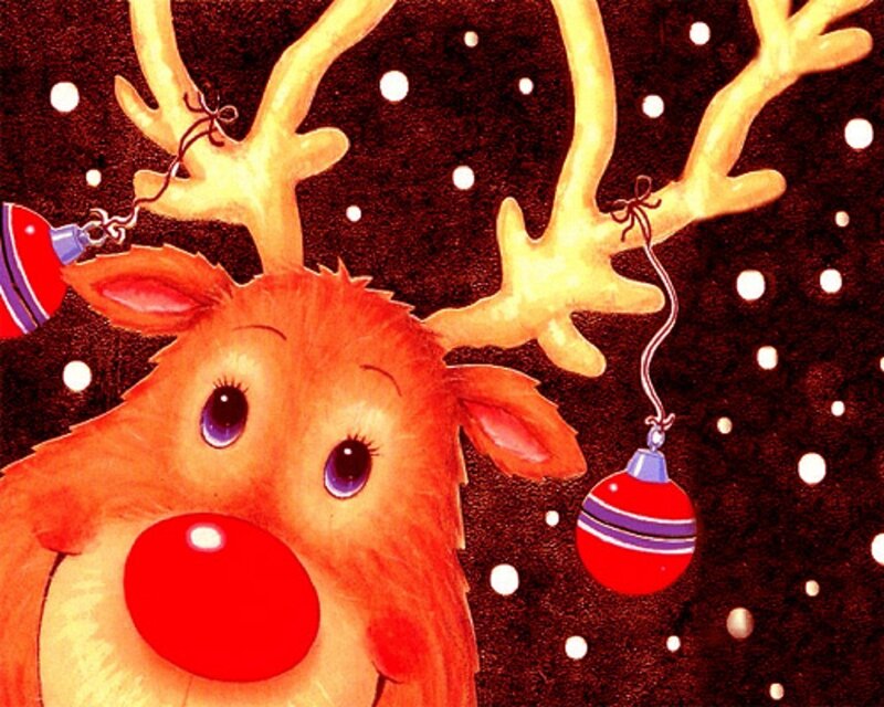 Reindeer with Ornaments — Red