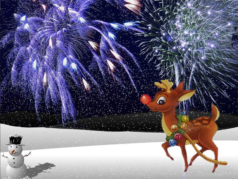 Reindeer with Red Nose — Brown, Festive