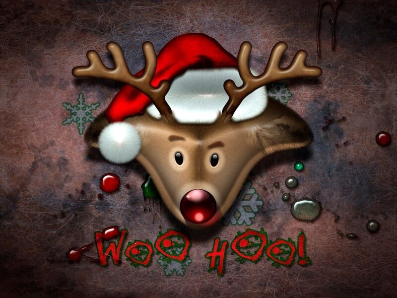 Reindeer with Red Nose — Brown, Festive, Winter