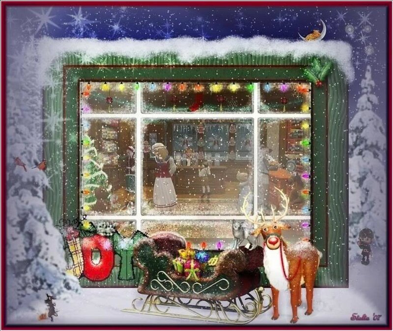 Reindeer with Sleigh — Green