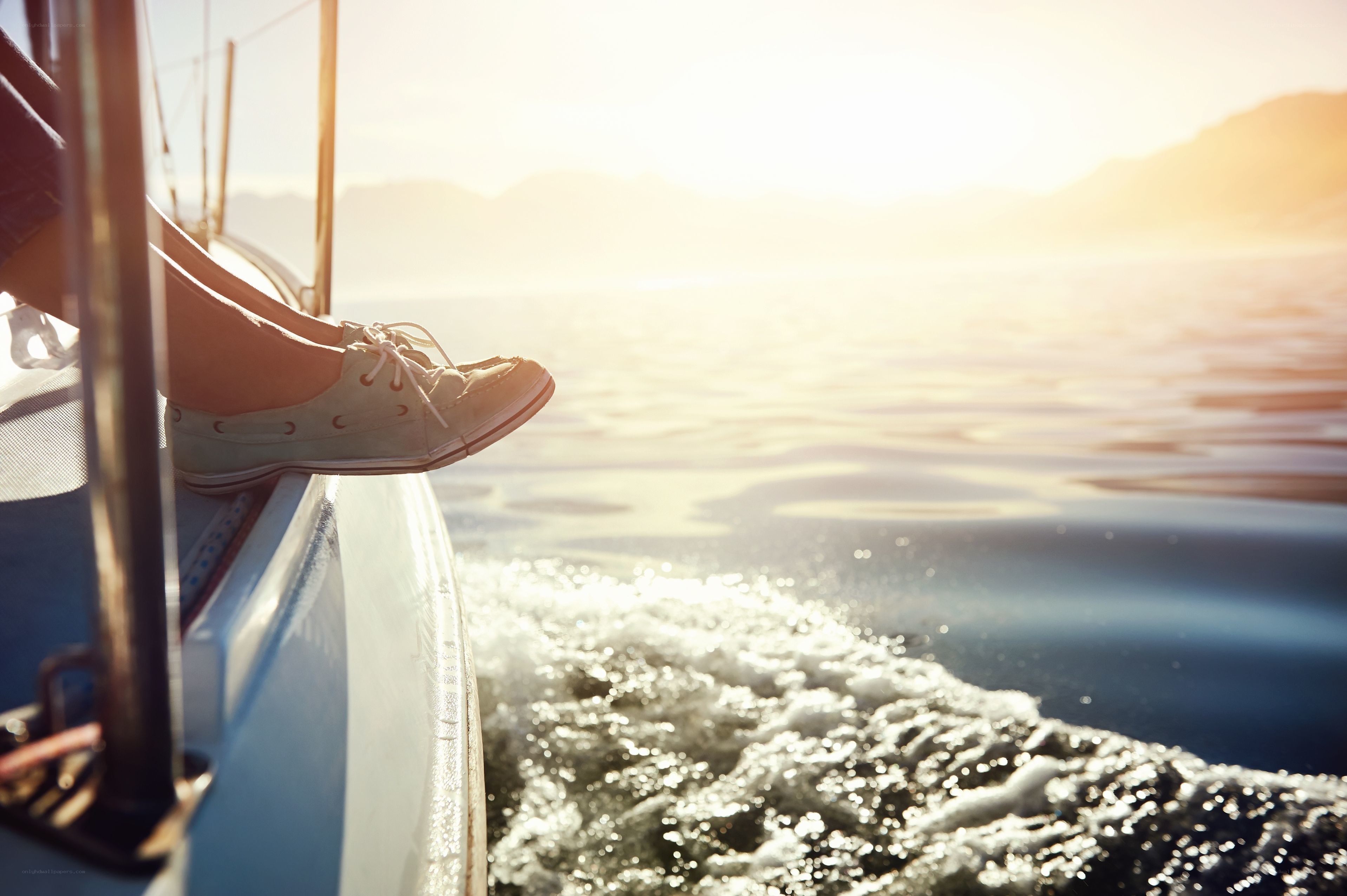 Relaxing boat ride at sunset