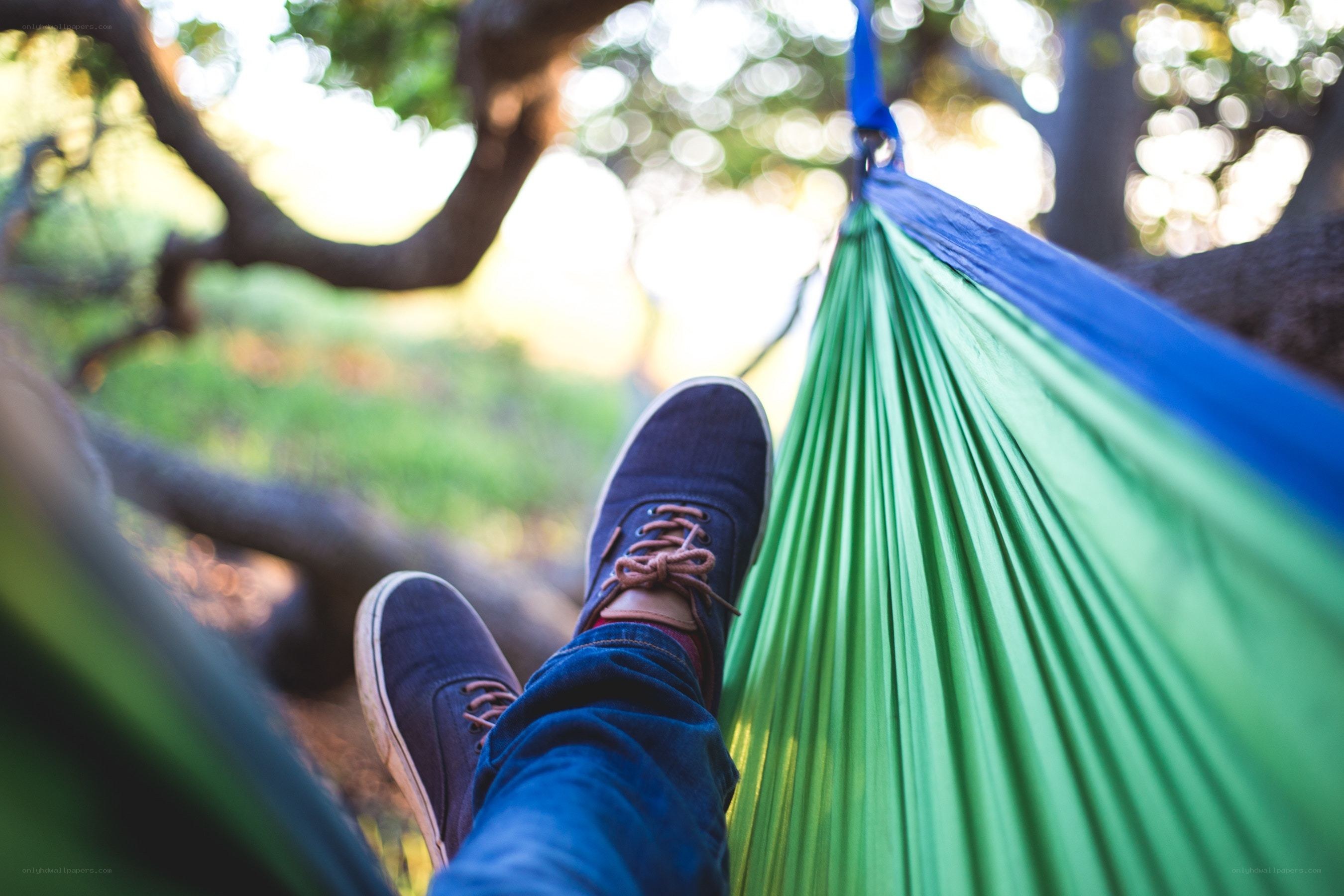 Relaxing in a hammock