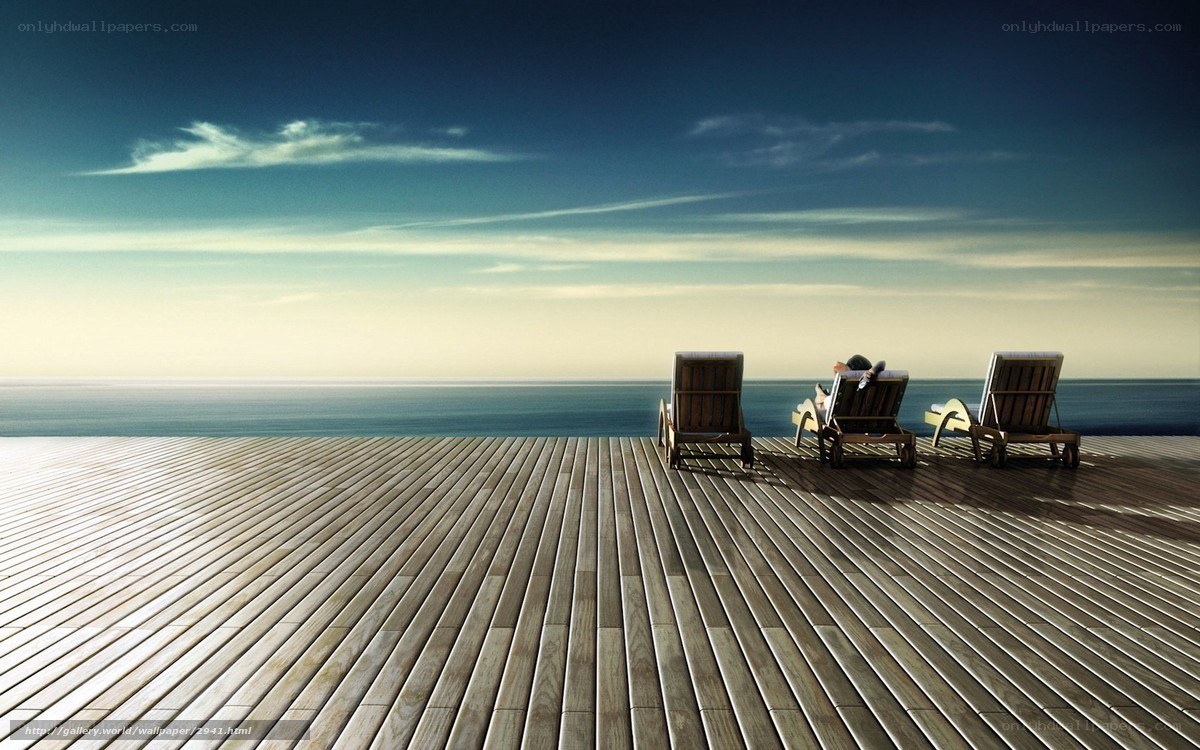 Relaxing on the deck by the sea