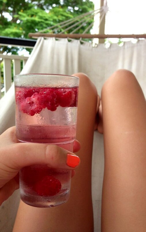 Relaxing with a raspberry drink